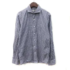 ナノユニバース nano universe シャツ ギンガムチェック 長袖 M 紺 ネイビー /YI