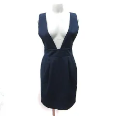 ナチュラルビューティーベーシック NATURAL BEAUTY BASIC ジャンパースカート ワンピース ひざ丈 M 紺 ネイビー /YI