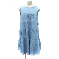ユニバーバル ミューズ UNIVERVAL MUSE ワンピース ひざ丈 ノースリーブ ティアード 水色 /YI