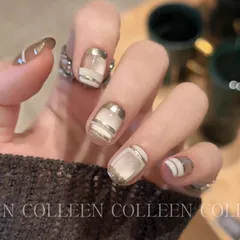 ネイルチップ　ゴールド系　マグネットネイル　ミラーネイル　スプライト　シック　大人　シンプル　１０枚セット　バレンタイン　ホワイトデー　卒業式　春休み　旅行