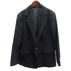 インディヴィ INDIVI テーラードジャケット オーバーサイズ 総裏地 ウール 黒 ブラック /AU