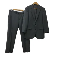 コムサイズム COMME CA ISM スーツ セットアップ ジャケット テーラード シングル 長袖 パンツ テーパード ロング ウール L グレー