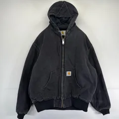古着 カーハート Carhartt ワークジャケット アクティブジャケット ワンポイントロゴ ダック フルジップ  ブラック メンズ