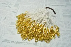 カニカン付ストラップ 金 100本 ホワイト ストラップ 携帯 パーツ ハンドメイド DIY ビーズクラブ