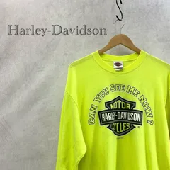 00s Harley-Davidson ハーレーダビッドソン ロンT 長袖 Tシャツ 両面プリント トップス XL イエロー  メンズ ファッション
