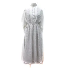 オリーブデオリーブ OLIVE des OLIVE ワンピース ロング 七分袖 シフォン 花柄 F 白 オフホワイト /YI