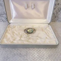 ブローチ　silver　シルバー　ラウンド　シェル　貝　アンティーク　ヴィンテージ　EL-1616