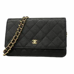 シャネル(Chanel) シャネル 財布・ショルダーウォレット マトラッセ チェーンショルダー キャビアスキン ブラック レディース