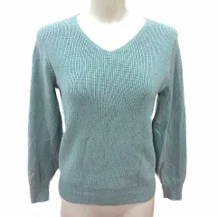 グローブ grove ニット カットソー Vネック 長袖 S 水色 ライトブルー /YK