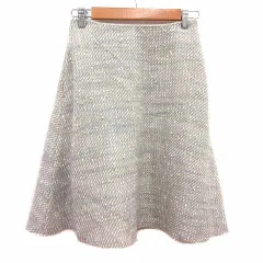 マーリエパーエフデ Maglie par ef-de フレアスカート ひざ丈 ツイード ウール 7 S ライトグレー /YK