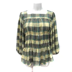 ローリーズファーム LOWRYS FARM ブラウス プルオーバー 七分袖 シャーリング チェック F マルチカラー /YI