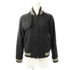 オリーブデオリーブ OLIVE des OLIVE ジャケット ジャンパー ブルゾン ジップアップ ウール ライン ワンポイント グレー /CK4