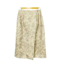 ナチュラルビューティーベーシック NATURAL BEAUTY BASIC スカート タイト ロング ジャガード フロントスリット ラップデザイン きれいめ 大人 モザイク M ベージュ /MN4