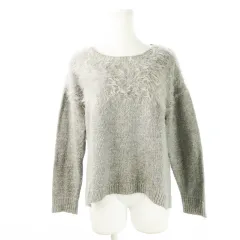 ケイビーエフ KBF アーバンリサーチ ニット セーター ラウンドネック 長袖 切替 シャギー ふんわり ミックス F グレー /CK11