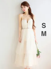 アイボリー DE3445 【DEA.by ROBE de FLEURS/ディアバイローブドフルール】レース/ ティアード/ チュール/ フレア/ ワンピース/ ロングドレス/ キャバドレス