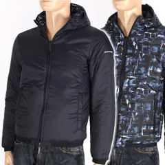 【お値下げ!】 EMPORIO ARMANI エンポリオアルマーニ リバーシブル 中綿 ジャケット ネイビー×ブルーマルチ 6G1B97 1NUNZ F932 44サイズ ロゴプリント ロゴ刺繍 ダウンジャケット アウター ブルゾン メンズ【新品・本物】売れ筋