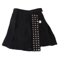 WA26018 DIESEL ディーゼル フレア ミニスカート ブラック 黒 巻きスカート XS リング スタッズ