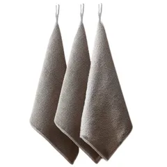 台所 吸水性 手ふきん 3枚セット タオル 30*30cm 速乾 食器拭き 防臭 速乾キッチン ループ付き 北欧 ディッシュクロス おしゃれ 台拭き 衛生 布巾 抗菌 手拭きタオル おしゃれ ふきん マイクロファイバー キッチンクロス 毛羽立たない(グレー3枚