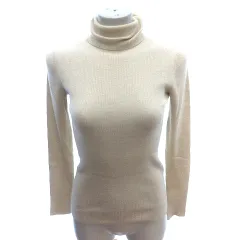 ナチュラルビューティーベーシック NATURAL BEAUTY BASIC ニット セーター タートルネック リブ ラメ 長袖 M ベージュ /AU