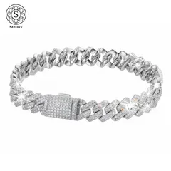 【本物志向の男たちへ】モアサナイト×S925 マイアミキューバンチェーンブレスレット 8mm幅／プラチナコーティング GRA証明書付 刻印あり メンズ 高級感 ストリート 海外ラッパー愛用　hiphop