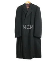 極美品 MCM エムシーエム サイズL カシミヤ100％ センターベント 比翼ボタン ダブルブレスト ロング丈 チェスターコート ロングコート 灰 ダークグレー メンズ