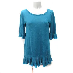 ユナイテッドアローズ UNITED ARROWS ワンピース ミニ チュニック 七分袖 麻 リネン 青緑 /YI