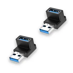 【クーポン有】TOSHIBA fujitsu Lenovo 軽量 NEC 小型 Asus l字 Haseeusbなどのデバイスに対応 a l字/type usb3.0オス usb usb3.0メス 二個セット アダプタ(L字 10Gbps高速データ伝送】 三番