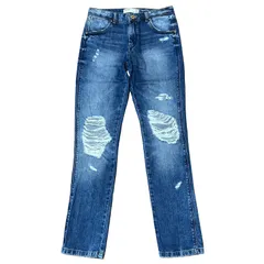 ZARA TRAFALUC クラッシュ テーパードデニム ブルー サイズ34 レディースS ザラ