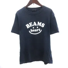 ビームスハート BEAMS HEART カットソー Tシャツ ラウンドネック プリント 半袖 M 紺 ネイビー /AU