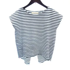 ガリャルダガランテ GALLARDAGALANTE カットソー ボートネック 切替 ボーダー フレンチスリーブ F 白 ホワイト /AU