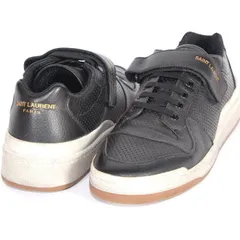 【お値下げ!】 SAINT LAURENT サンローラン ユーズド加工 ベルクロ レザー スニーカー ブラック 602546 04L10 1000 YSL USED ヴィンテージ加工 レースアップ ローカット シューズ 靴 メンズ ユニセックス 【新品・本物】