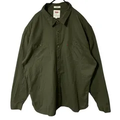 2XL リーバイス  カジュアル 無地 シンプル 単色 カーキ グリーン 緑 オーバーサイズ シャツ レディース ユニセックス メンズ 古着 長袖