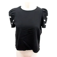 クリア CLEAR ニット カットソー Uネック 半袖 F 黒 ブラック /RT