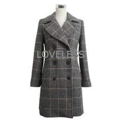 美品 ラブレス LOVELESS チェスターコート ロングコート ロング丈 ダブルブレスト 千鳥格子柄 チェック柄 マルチカラー サイズ36 レディースのサムネイル