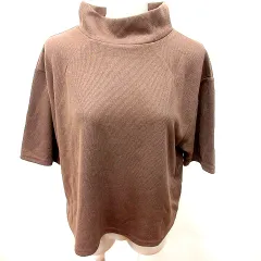 ミエット miette ニット カットソー ハイネック 五分袖 F 茶 ブラウン /RT