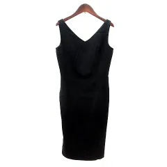 クイーンズコート QUEENS COURT ワンピース ひざ丈 ノースリーブ 2 M 黒 ブラック /MN