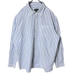 2XL エディーバウアー ストライプ オーバーサイズ ホワイト 白  シャツ レディース ユニセックス メンズ 古着 長袖