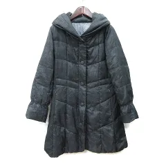 スタイル ラヴィー style Ravie ダウンコート 総裏地 総柄 11 L 黒 ブラック /YI