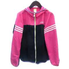 アディダスネオ adidas neo ジャケット ジャンパー ウインドブレーカー 切替 刺繍 ライン L ピンク /AU