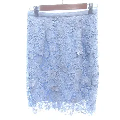 リランドチュール Rirandture タイトスカート ひざ丈 総レース 2 M 青 ブルー /AU