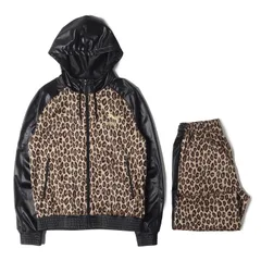PUMA プーマ レオパード ブラック サイズ:各M | BEAMS 別注 | レオパード柄 ジャージ トラックジャケット / ショーツ セットアップ | コラボ アイテム モデル【メンズ】【中古】