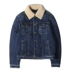 【美品】MOORER ムーレー ジャケット インディゴ サイズ:50 | 近年モデル 取り外し可能ボアカラー ストレッチ デニム トラッカー ダウンジャケット (TABURNO-104) | イタリア製 | アウター ブルゾン 上着【メンズ】【中古】