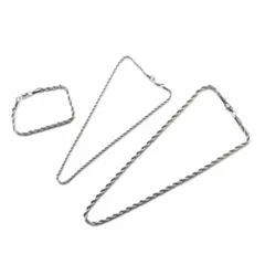 Glitter グリッター ネックレス ブレスレット 3点セット チェーン シルバーカラー /KW ■GY13