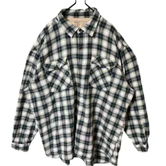 チェック 2XL オーバーサイズ アメカジ カジュアル グレー ネイビー グリーン 緑 シャツ レディース ユニセックス メンズ 古着 長袖