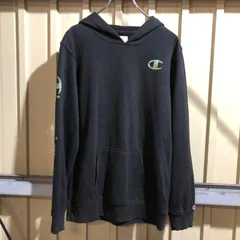 1399 Champion パーカー ブラック XL チャンピオン ワンポイント プリントロゴ 刺繍ロゴ スウェット 古着卸 アメリカ仕入
