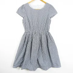 アースミュージック&エコロジー EARTH MUSIC & ECOLOGY ワンピース 膝下丈 半袖 綿 F ブラック ギンガムチェック kz9552