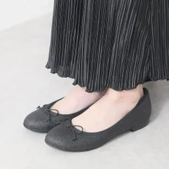 [グリッターブラック]日本製 バレエシューズ レディース フラットシューズ パンプス ローヒール リボン ぺたんこ 痛くない 柔らかい 長時間 疲れない 歩きやすい 通勤 結婚式 大きいサイズ ラメ グリッター シルバー k45-361000