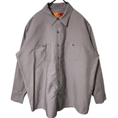 2XL ワーク ストリート 無地 シンプル 単色 グレー オーバーサイズ レッドキャップ シャツ レディース ユニセックス メンズ 古着 長袖