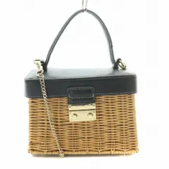 ザラ ZARA 2WAY かごバッグ カゴバッグ ハンドバッグ ショルダーバッグ フェイクレザー 切替 編み込み プッシュロック 黒 ブラック ベージュ /BB ■OF ▲H