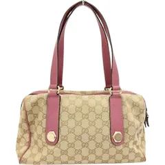 【GUCCI/グッチ】152457 ミニボストン ハンドバッグ GGキャンバス/レザー ベージュ/ピンク ゴールド金具 レディース 【中古】【真子質店】【BL】